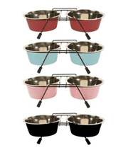 Duvo - Twin Feeders Dinner Set Wire Stand Bowl Red