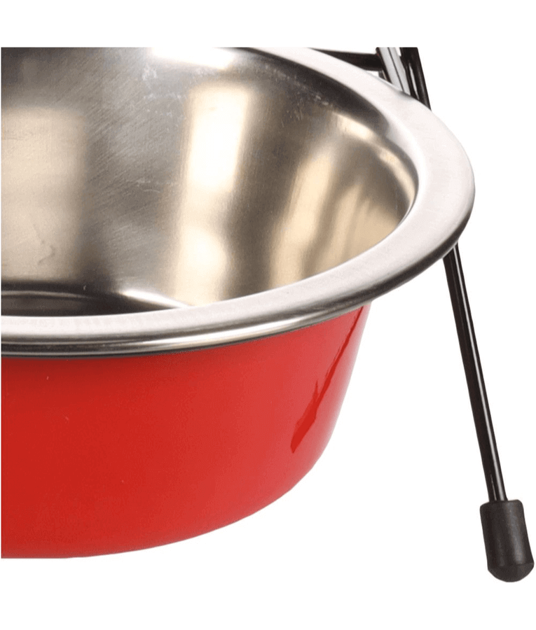 Duvo - Twin Feeders Dinner Set Wire Stand Bowl Red