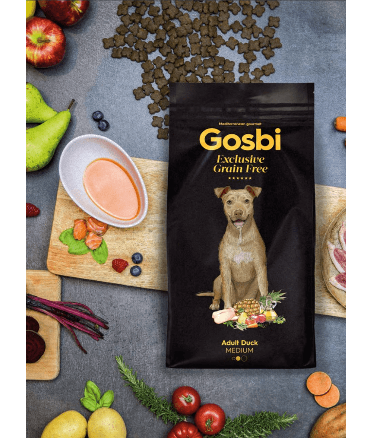 Gosbi - Exclusive Grain Free, Hypoallergenic Duck, Adult Dry Dog Food For Medium Breeds - 3kg, 12kg