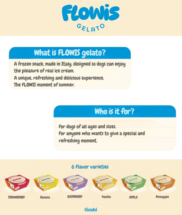 Gosbi - Flowis Gelato, Apple Flavor, Frozen Dog Treat for All Dogs - 40g