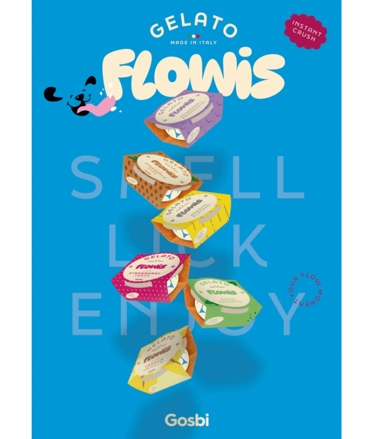 Gosbi - Flowis Gelato, Raspberry Flavor, Frozen Dog Treat for All Dogs - 40g