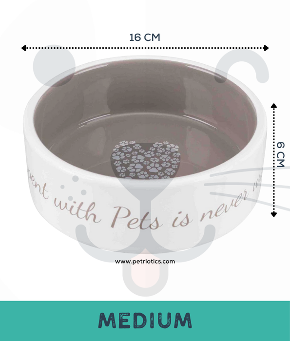 Trixie - Pet’s Home Ceramic Bowl, Cream/Brown, For Cats & Small/Medium Dogs – Small, Medium