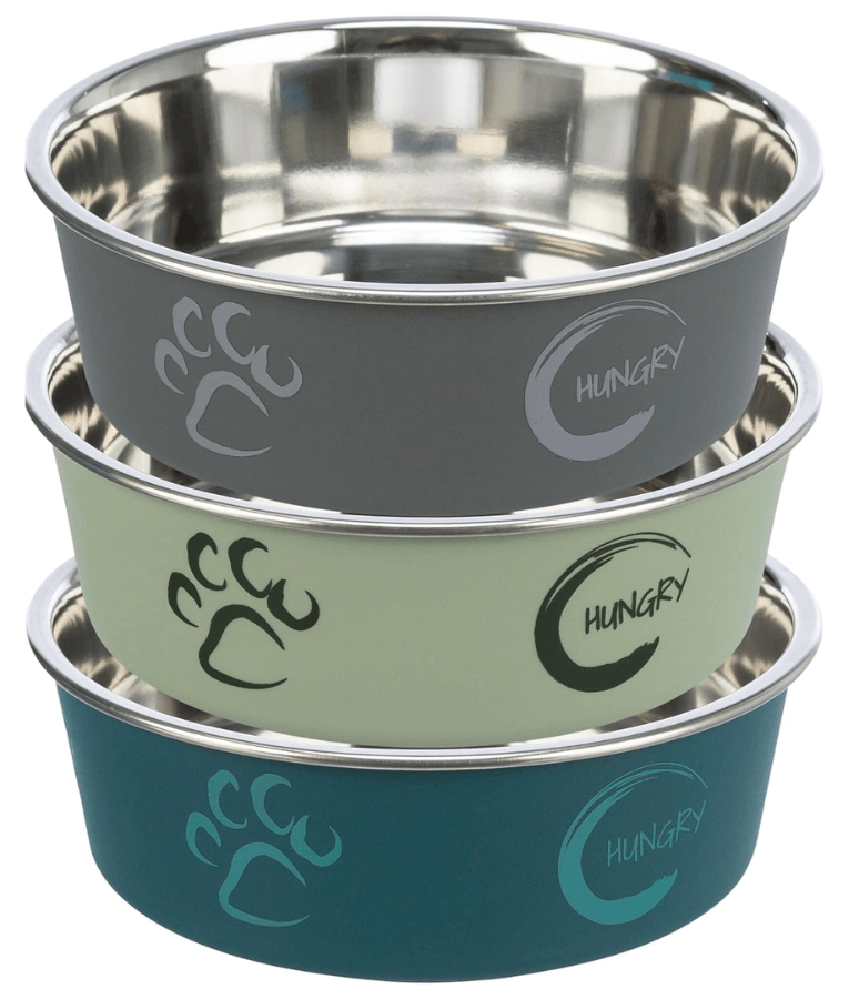 Trixie - Stainless Steel Bowl, Teal, plastic coating, rubber base, non-slip - XSmall, Small, Medium