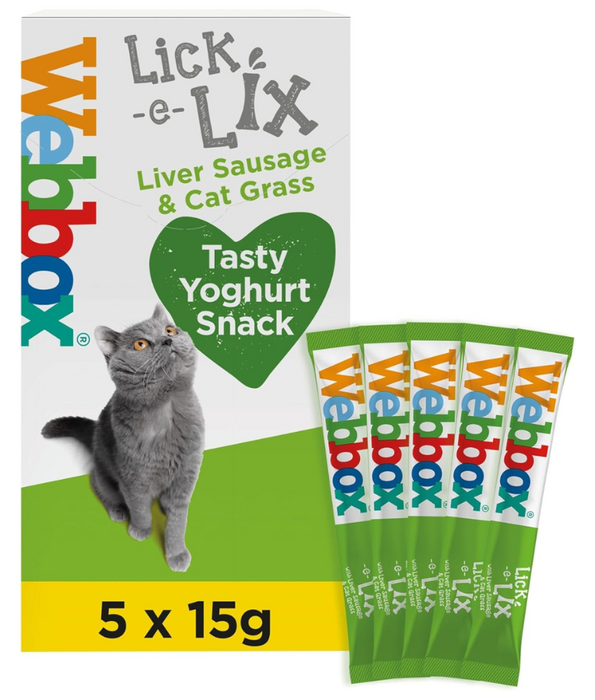 Webbox - Lick-e-Lix Liver Creamy Sausage & Cat Grass Cat Treats 5 Sachets