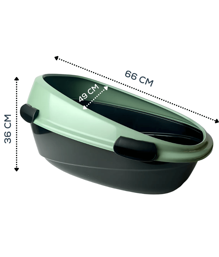 MP Bergamo - Pin Up Maxi Eco Salvia Open Litter Box, Green & Black - 66×49×36 cm
