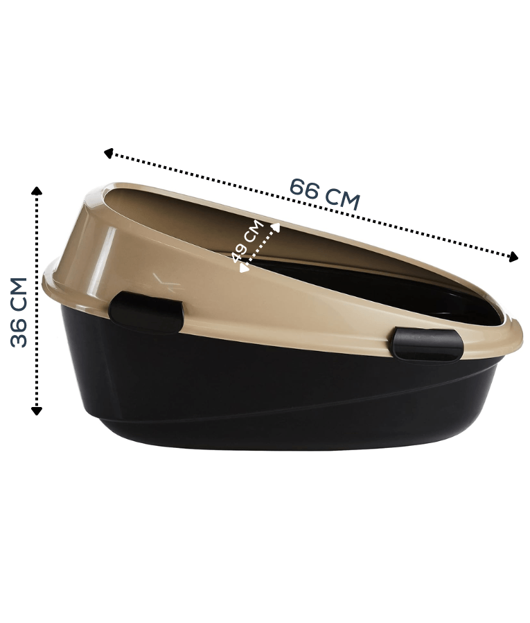 MP Bergamo – Pin Up Maxi Mocaccino Open Litter Box – Beige & Black - 66×49×36 cm