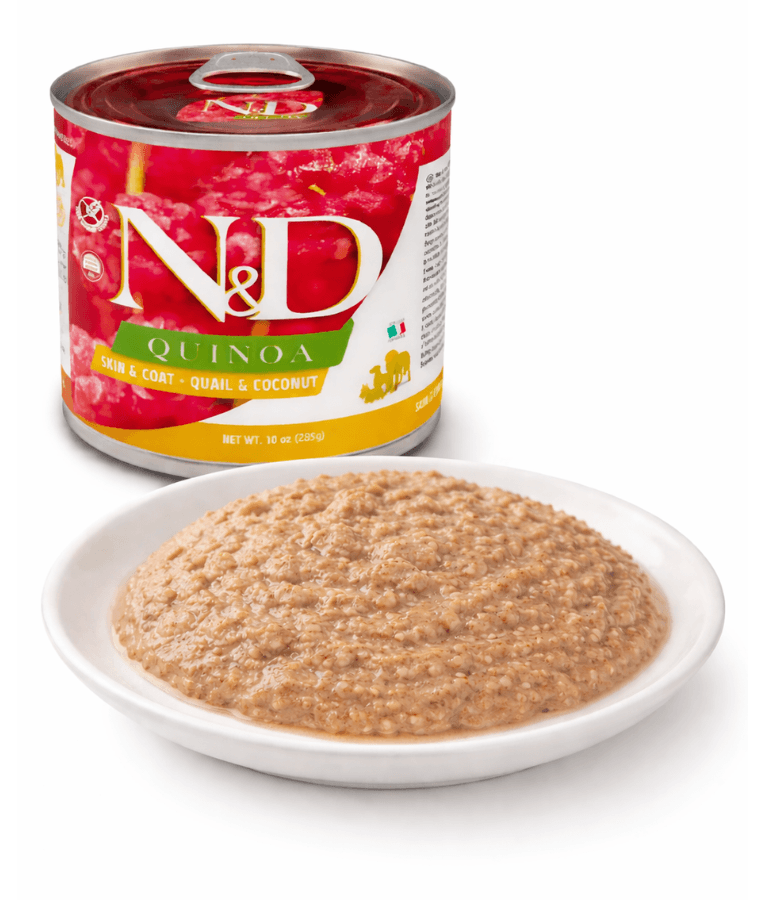 Farmina - N&D Quinoa ,Skin & Coat Quail & Coconut, Limited Ingredient, Omega Rich, Adult All Breed Sizes Wet Dog Food - 285 g