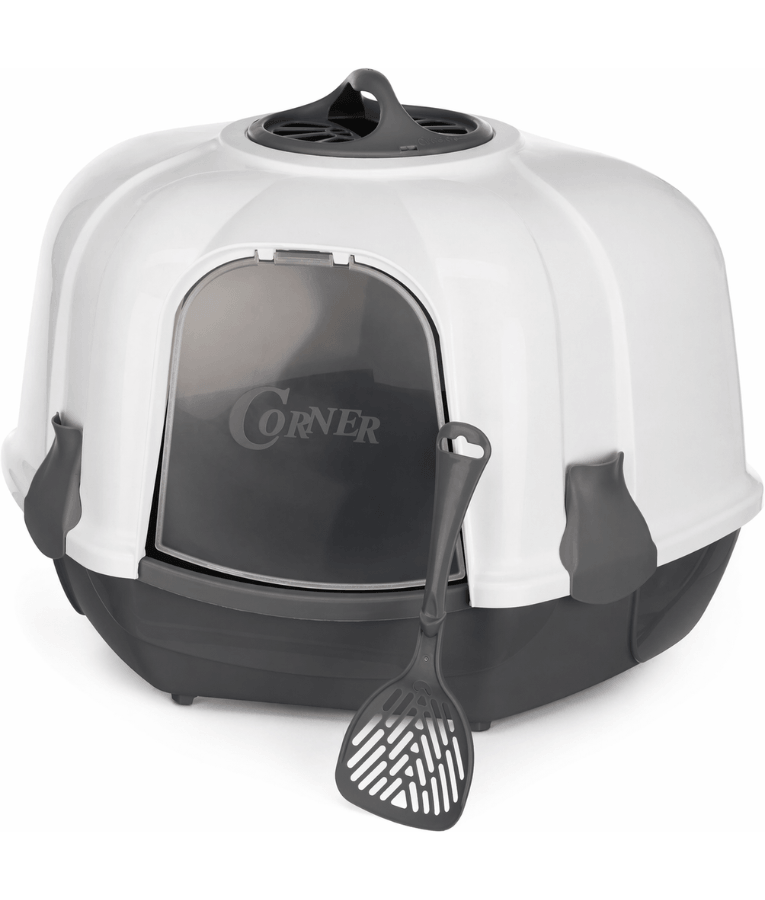 MPS Italia - Corner Closed Cat Litter Box, Hooded Toilet with Filter & Scoop – 59.5 x 52 x 44.5 cm (Color Selected Randomly)