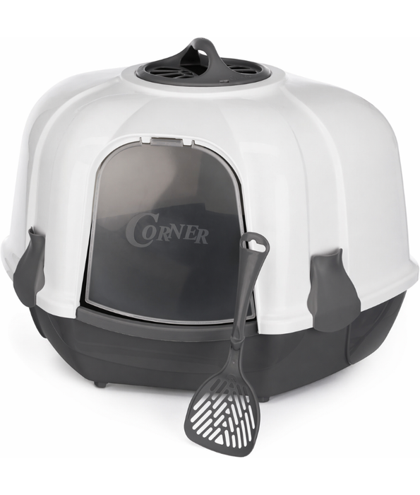 MPS Italia - Corner Closed Cat Litter Box, Hooded Toilet with Filter & Scoop – 59.5 x 52 x 44.5 cm (Color Selected Randomly)