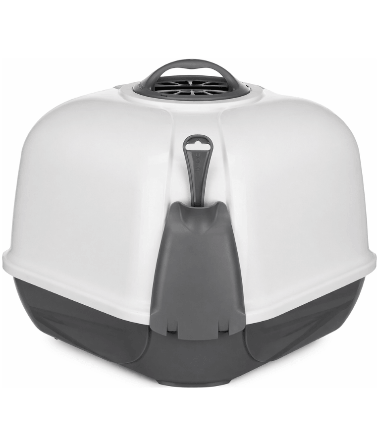 MPS Italia - Corner Closed Cat Litter Box, Hooded Toilet with Filter & Scoop – 59.5 x 52 x 44.5 cm (Color Selected Randomly)