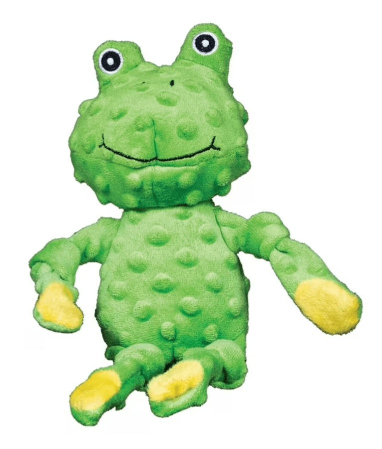 Spunky Pup - Furry Friends Plush Frog, Squeaky Crinkle Ball Dog Toy