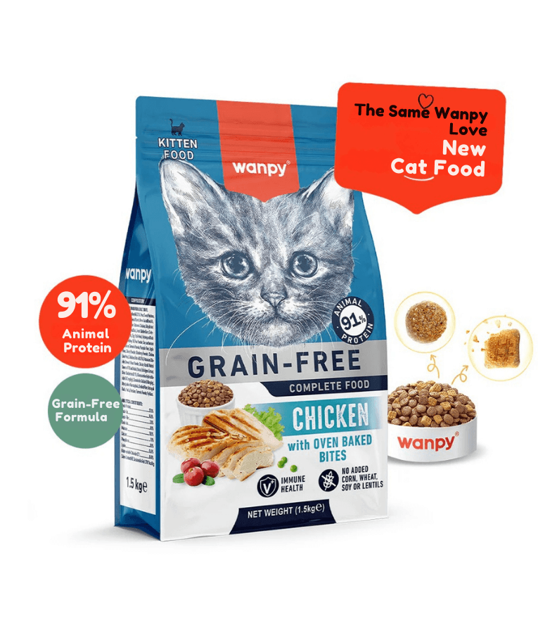 Wanpy - Grain-Free Chicken Kitten Food, High Animal Protein, Digestive Support - 1.5 kg