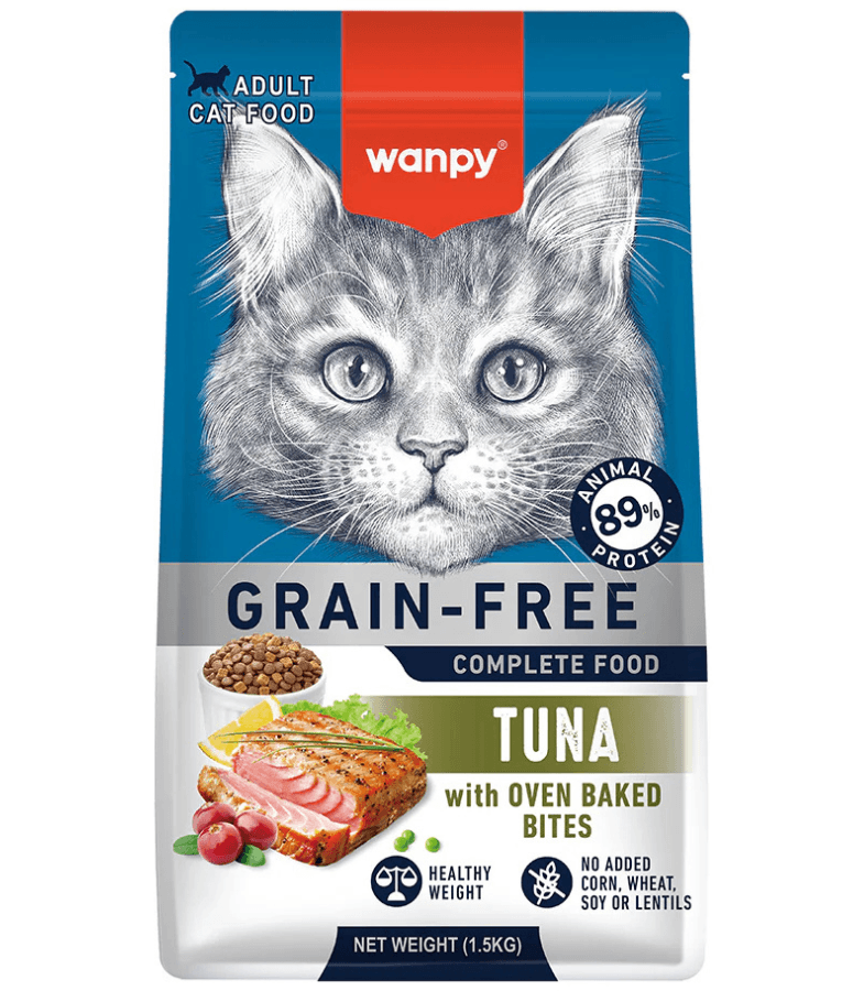 Wanpy - Grain-Free Tuna Adult Cat Food, High Animal Protein, Digestive & Immune Support - 1.5 kg
