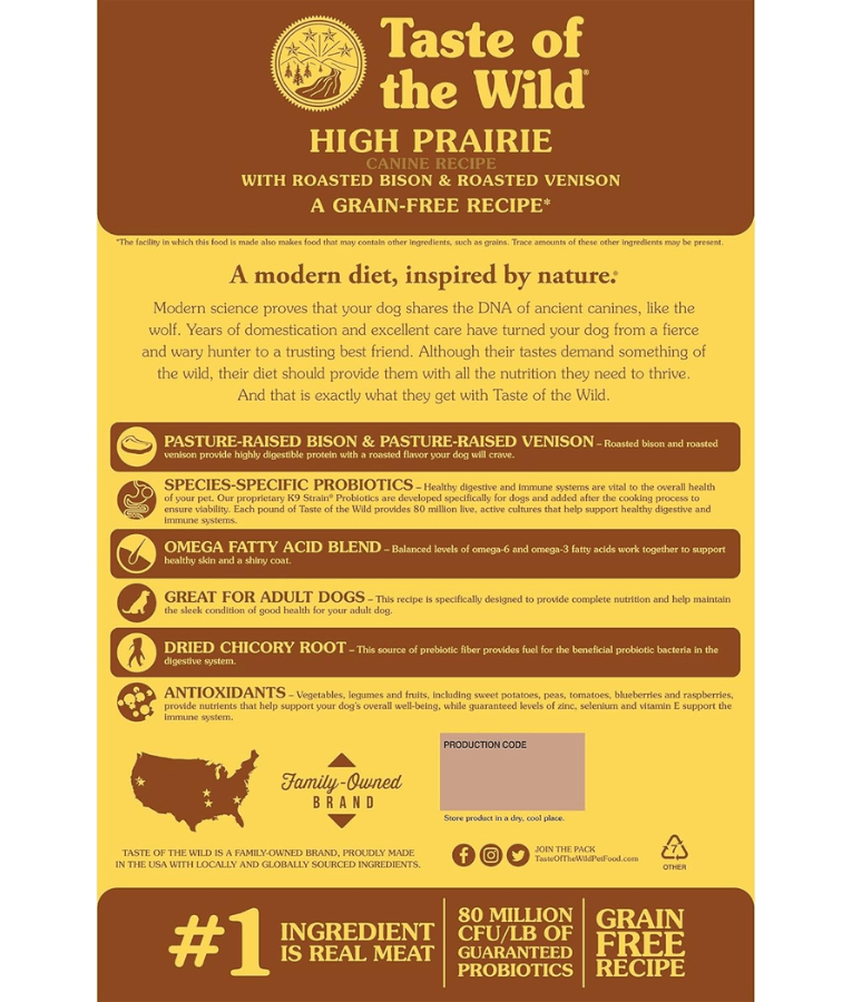 Taste of The Wild - High Prairie Adult- Roasted Bison & Venison 2kg-12kg