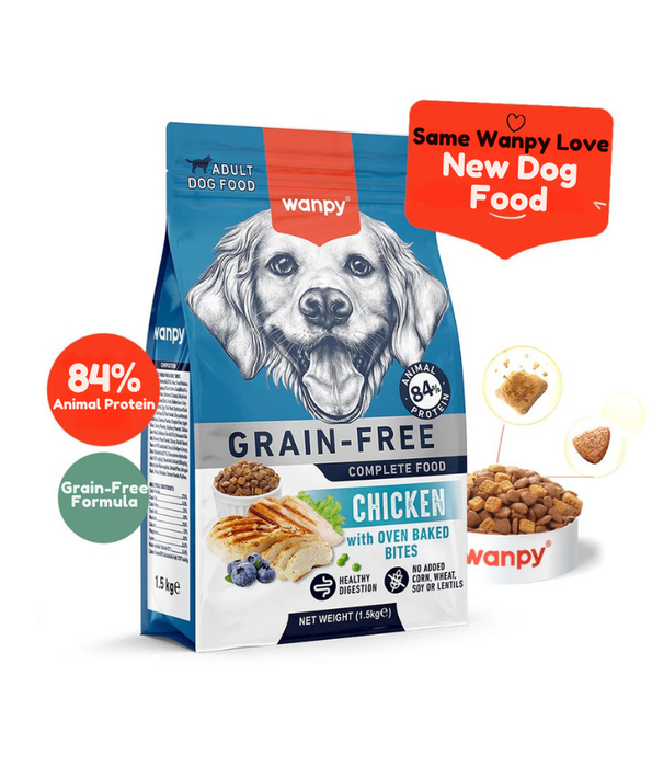 Wanpy - Grain-Free Chicken Adult All Breed Sizes Dry Dog Food, High Animal Protein, Joint & Digestive Support - 1.5 kg - 12 kg