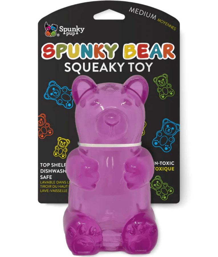 Spunky Pup - Gummy Bear Squeaky Toy, Non-Toxic Durable Rubber, Chew Toy for Dogs - Medium