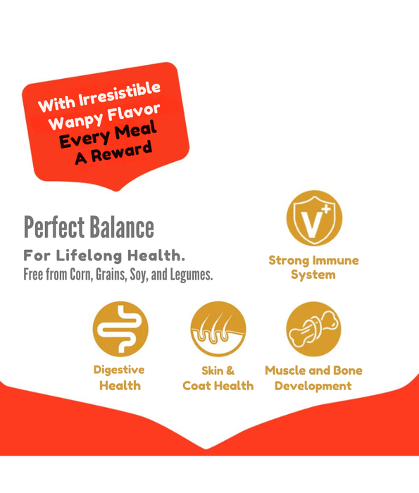 Wanpy - Grain-Free Chicken Adult All Breed Sizes Dry Dog Food, High Animal Protein, Joint & Digestive Support - 1.5 kg - 12 kg