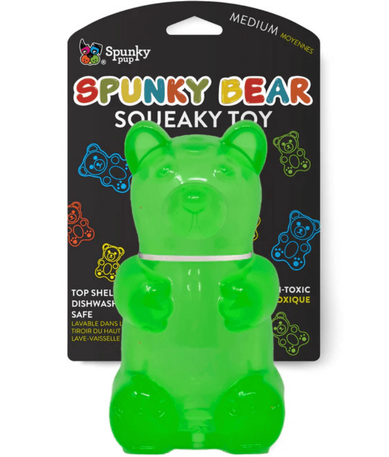 Spunky Pup - Gummy Bear Squeaky Toy, Non-Toxic Durable Rubber, Chew Toy for Dogs - Medium