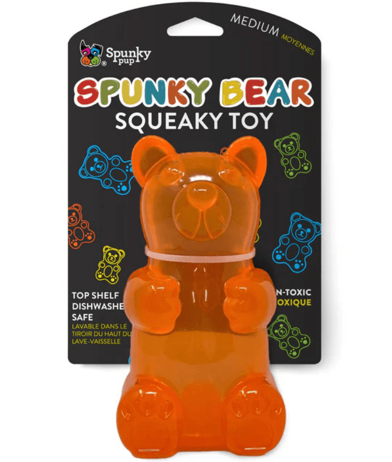 Spunky Pup - Gummy Bear Squeaky Toy, Non-Toxic Durable Rubber, Chew Toy for Dogs - Medium