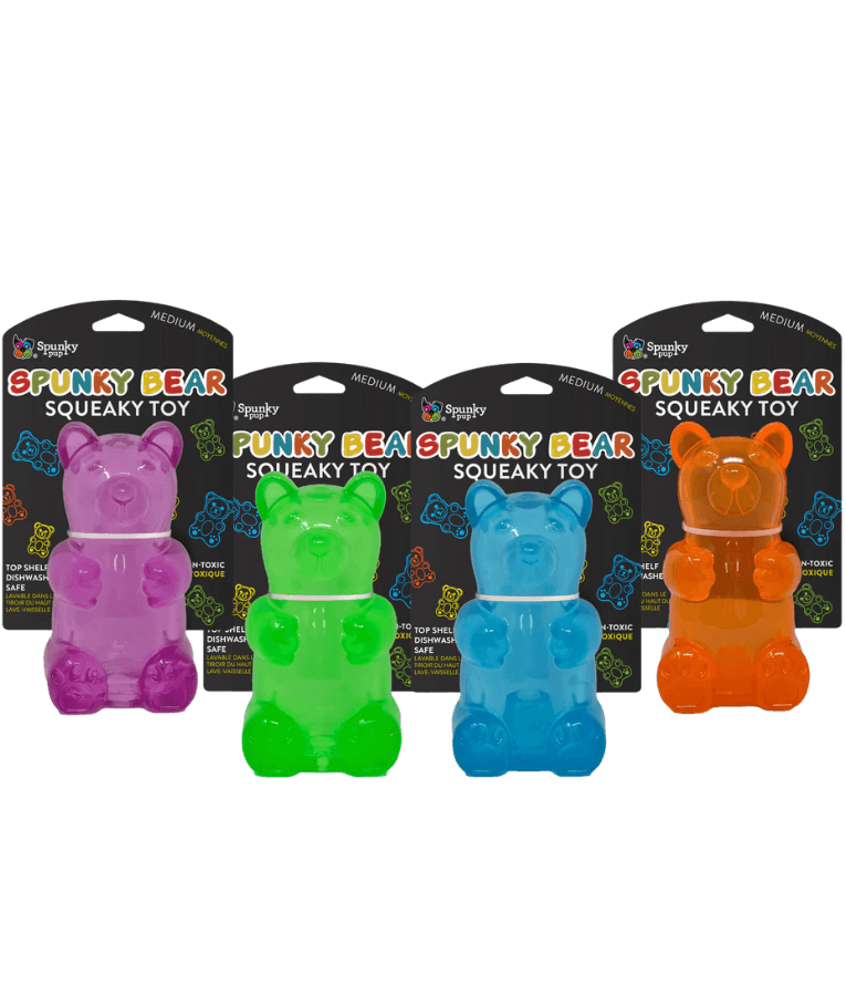 Spunky Pup - Gummy Bear Squeaky Toy, Non-Toxic Durable Rubber, Chew Toy for Dogs - Medium