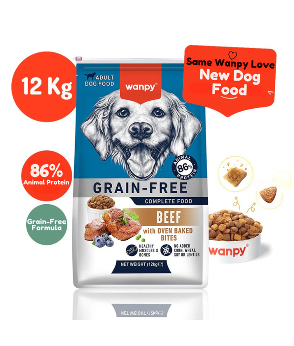 Wanpy – Grain-Free Beef Adult Dry Dog Food, High Animal Protein, Hypoallergenic, All Breed Sizes Adult Dog Food - 1.5 kg - 12 kg