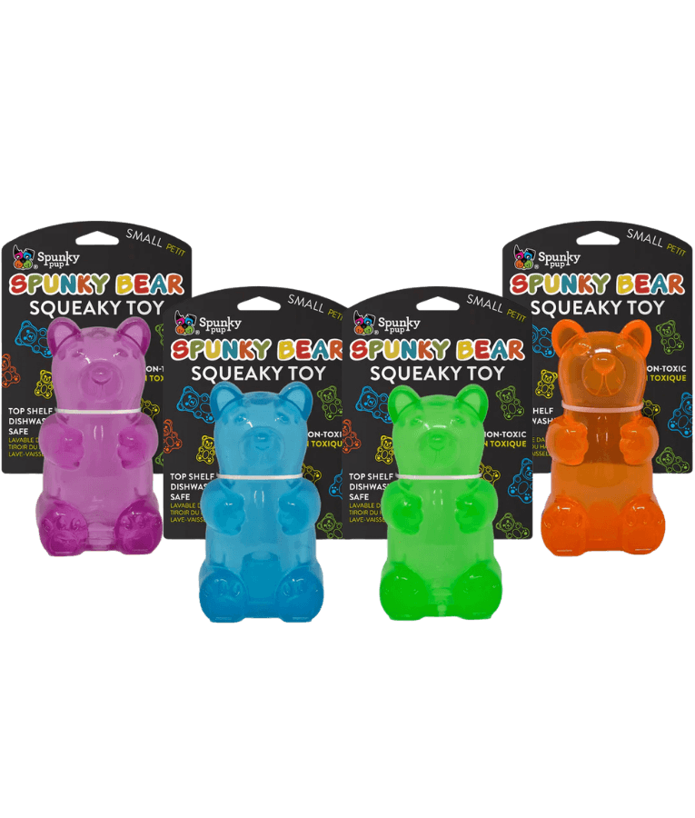 Spunky Pup - Gummy Bear Squeaky Toy, Non-Toxic Durable Rubber, Chew Toy for Dogs - Small