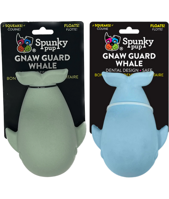 Spunky Pup - Gnaw Guard Whale Foam Toy, Textured Dental Chew, Floating Squeaky Dog Toy