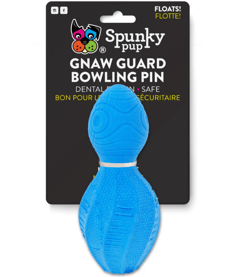 Spunky Pup - Gnaw Guard Bowling Pin Foam Toy, Textured Dental Chew - Floating Dog Toy
