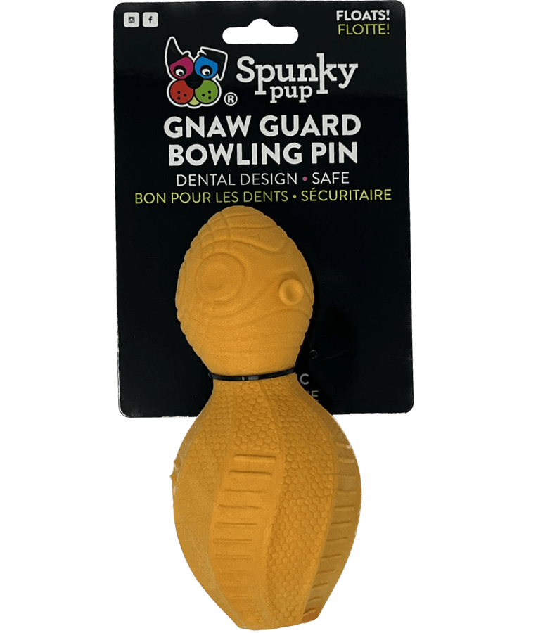 Spunky Pup - Gnaw Guard Bowling Pin Foam Toy, Textured Dental Chew - Floating Dog Toy