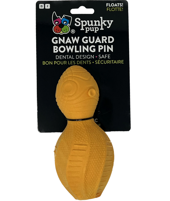 Spunky Pup - Gnaw Guard Bowling Pin Foam Toy, Textured Dental Chew - Floating Dog Toy