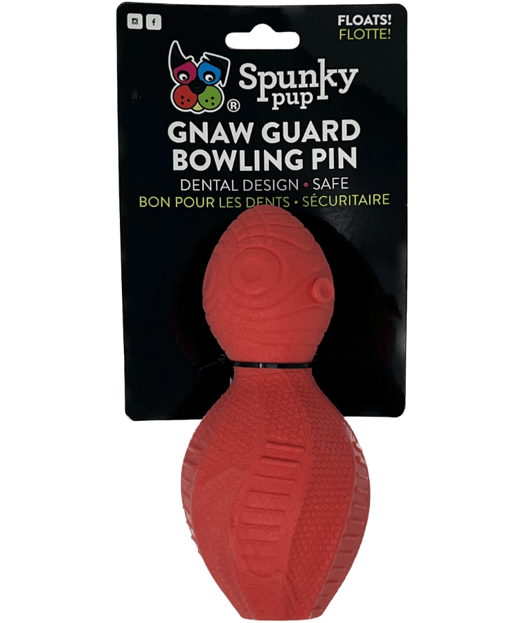 Spunky Pup - Gnaw Guard Bowling Pin Foam Toy, Textured Dental Chew - Floating Dog Toy