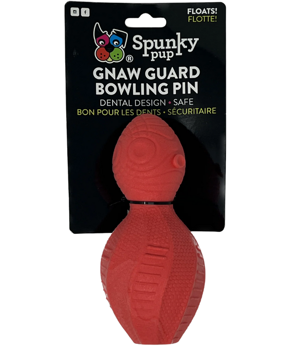 Spunky Pup - Gnaw Guard Bowling Pin Foam Toy, Textured Dental Chew - Floating Dog Toy