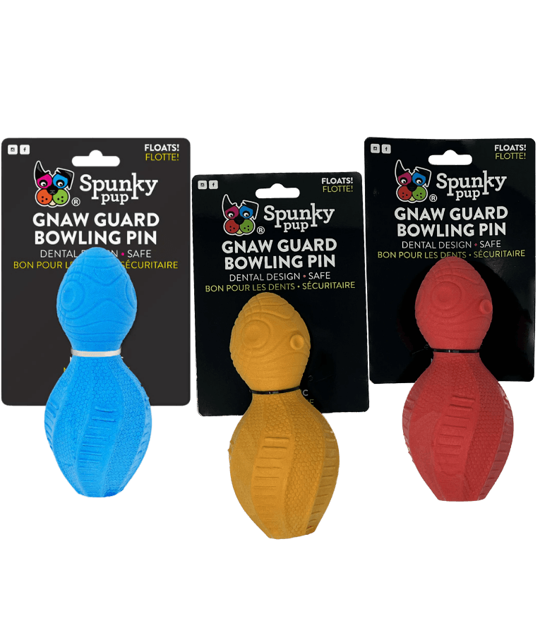 Spunky Pup - Gnaw Guard Bowling Pin Foam Toy, Textured Dental Chew - Floating Dog Toy