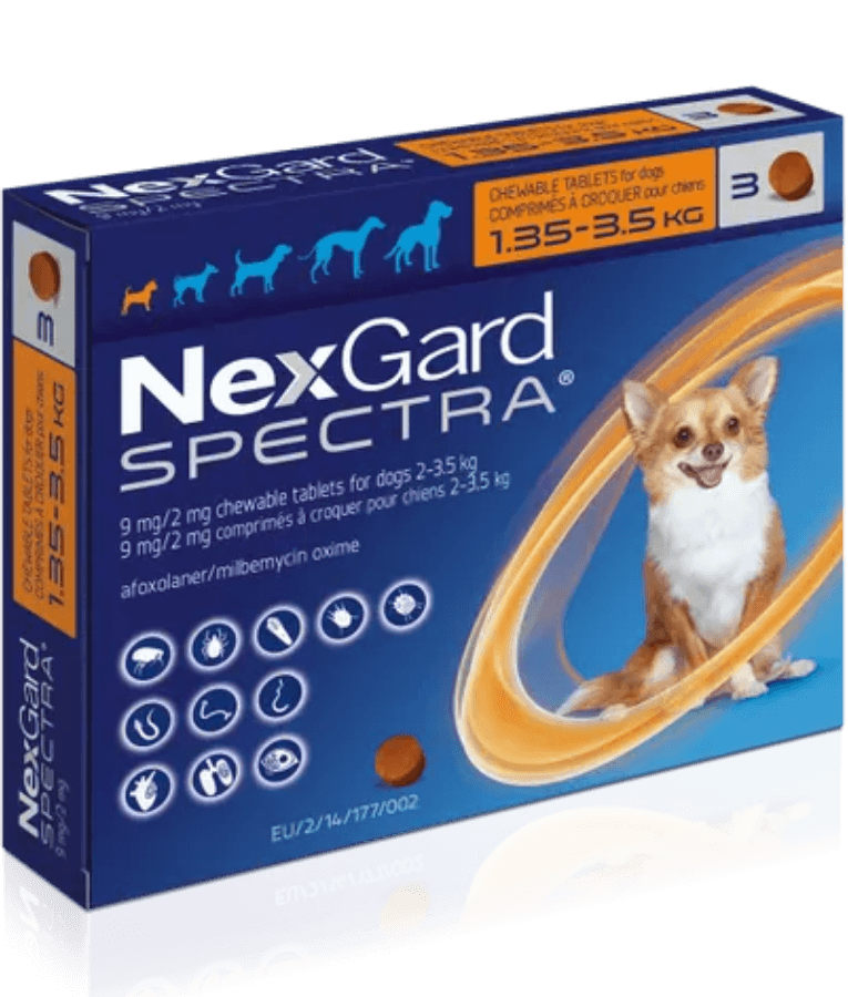 Nexgard Spectra - Tick, Flea and Worm Protection - 1.35kg-3.5kg