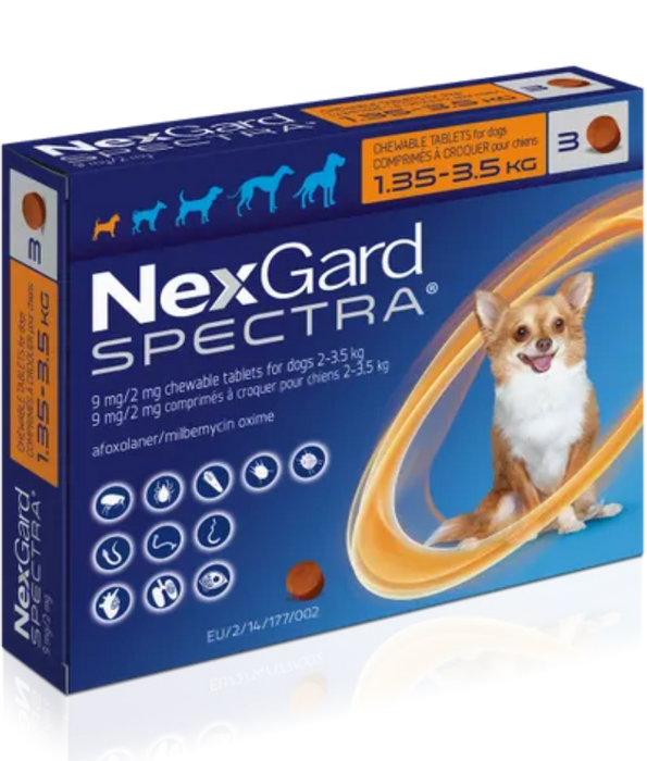 Nexgard Spectra - Tick, Flea and Worm Protection - 1.35kg-3.5kg