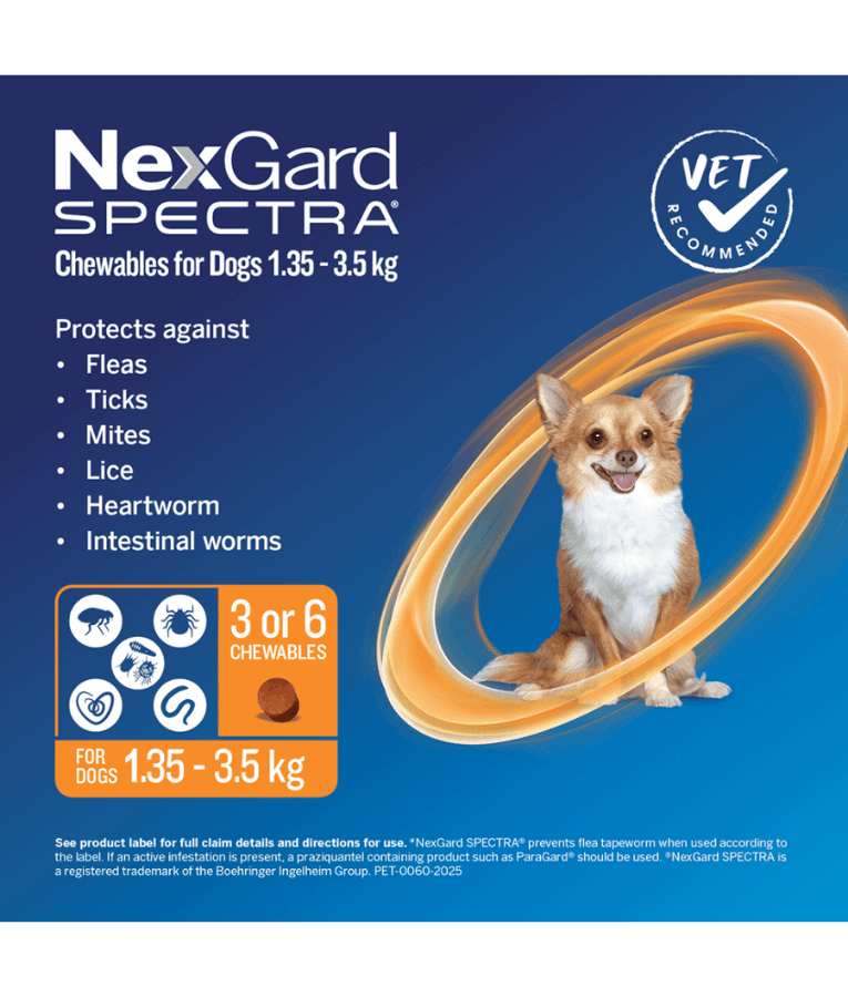 Nexgard Spectra - Tick, Flea and Worm Protection - 1.35kg-3.5kg
