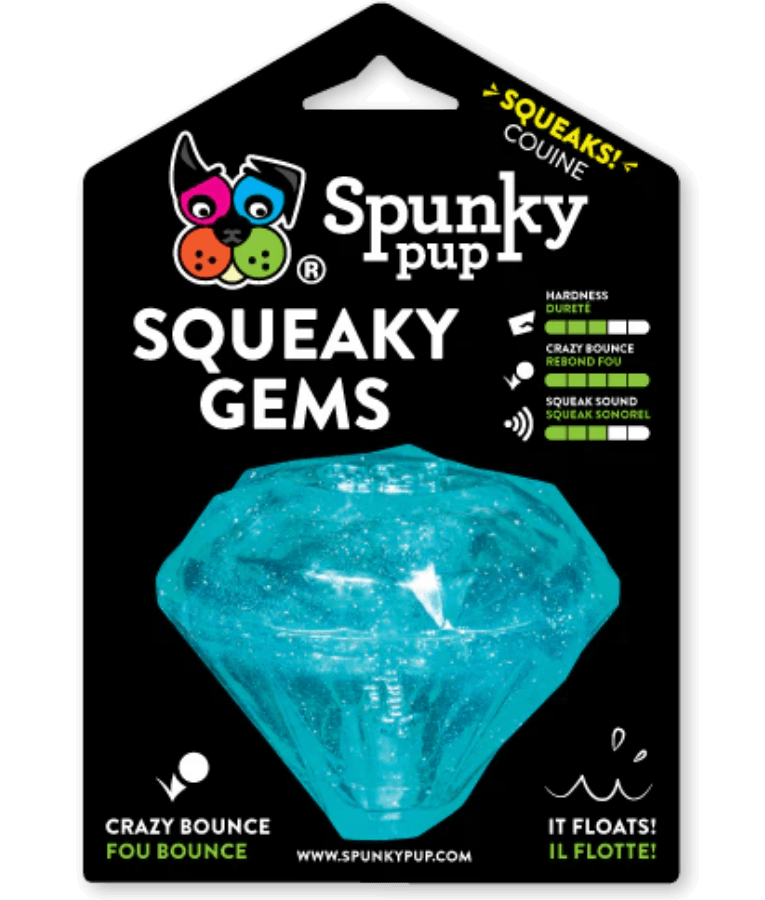 Spunky Pup - Squeaky Gems Diamond Toy, Durable Bouncy Chew - Floating Squeaky Dog Toy