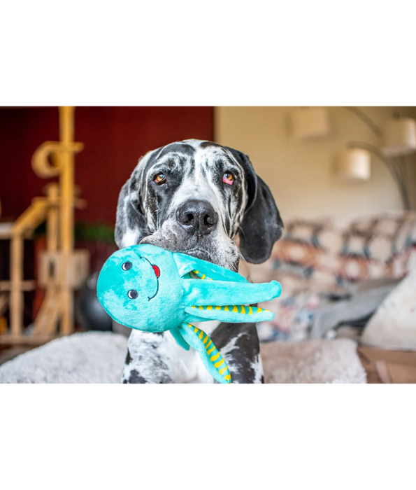 Spunky Pup - Octopus Clean Earth Plush Textured, Recycled Materials, Sustainable Floating Squeaky Dog Toy - Small