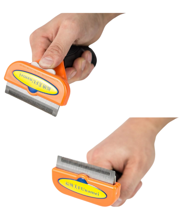 Funamei - Professional Deshedding Tool, Long Hair Designer, Reduces Shedding Up to 90% for Dogs - Medium & Large