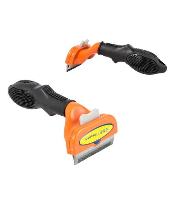 Funamei - Professional Deshedding Tool, Long Hair Designer, Reduces Shedding Up to 90% for Dogs - Medium & Large
