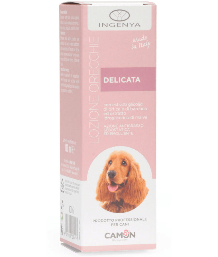 Camon - Gentle Dog Ear Lotion, Nettle Extract, Burdock Extract, Mallow Extract, Ear Cleaning, Soothing & Sebum Regulation - 100ml