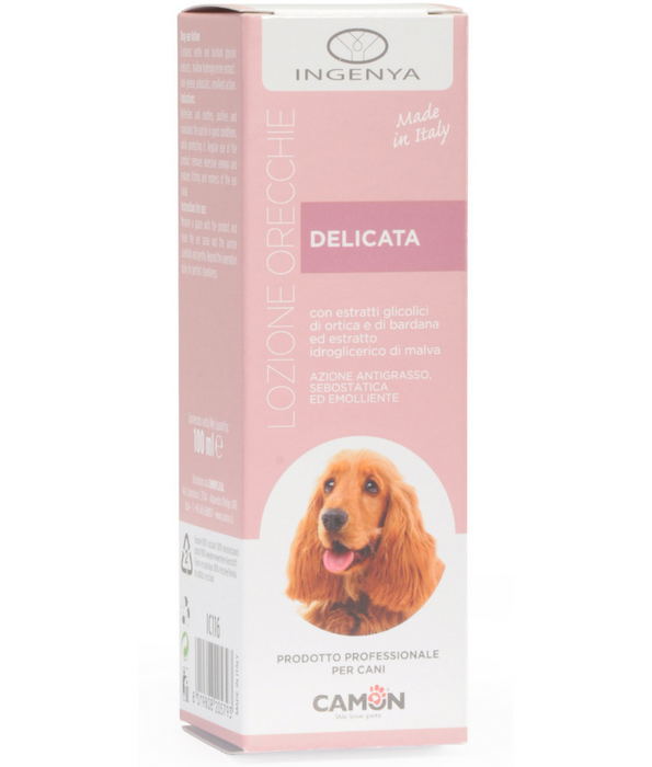 Camon - Gentle Dog Ear Lotion, Nettle Extract, Burdock Extract, Mallow Extract, Ear Cleaning, Soothing & Sebum Regulation - 100ml