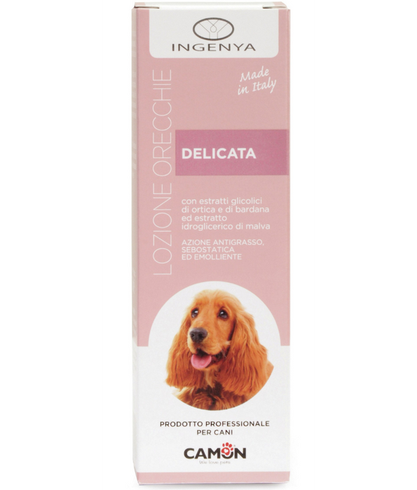 Camon - Gentle Dog Ear Lotion, Nettle Extract, Burdock Extract, Mallow Extract, Ear Cleaning, Soothing & Sebum Regulation - 100ml