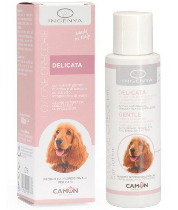 Camon - Gentle Dog Ear Lotion, Nettle Extract, Burdock Extract, Mallow Extract, Ear Cleaning, Soothing & Sebum Regulation - 100ml