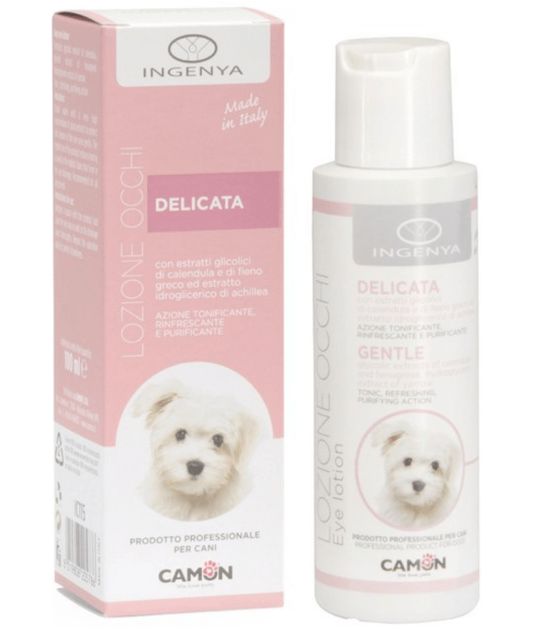 Camon - Gentle Dog Eye Lotion, Calendula Extract, Fenugreek Extract, Yarrow Extract, Eye Cleaning, Soothing & Tear Stain Reduction - 100ml