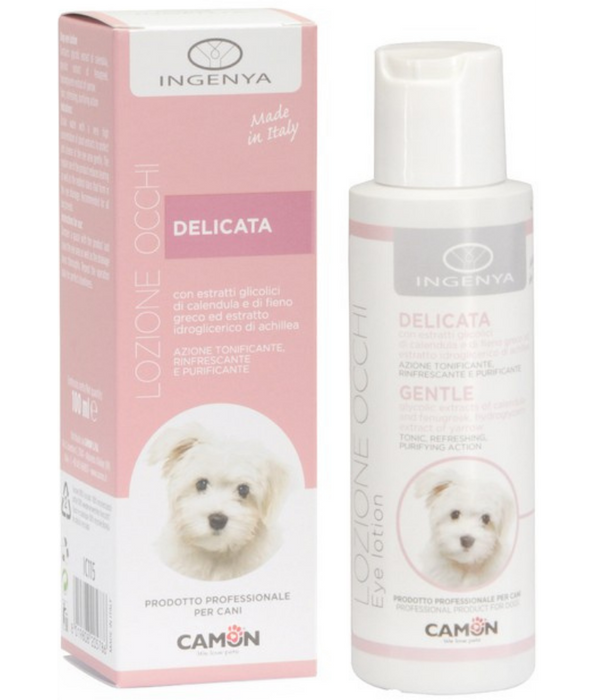 Camon - Gentle Dog Eye Lotion, Calendula Extract, Fenugreek Extract, Yarrow Extract, Eye Cleaning, Soothing & Tear Stain Reduction - 100ml