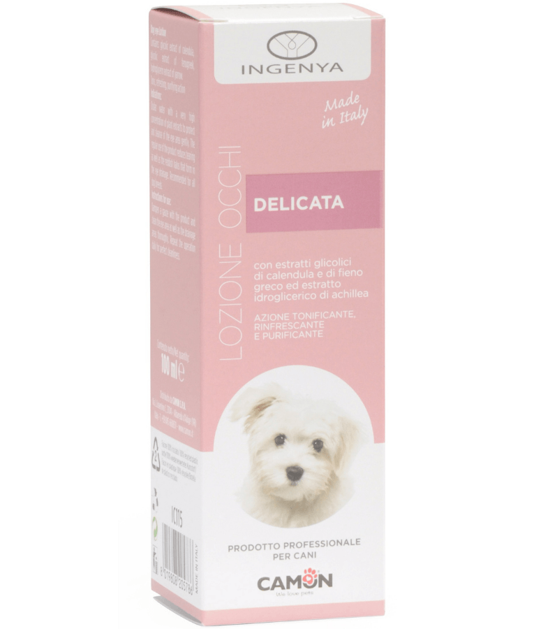 Camon - Gentle Dog Eye Lotion, Calendula Extract, Fenugreek Extract, Yarrow Extract, Eye Cleaning, Soothing & Tear Stain Reduction - 100ml