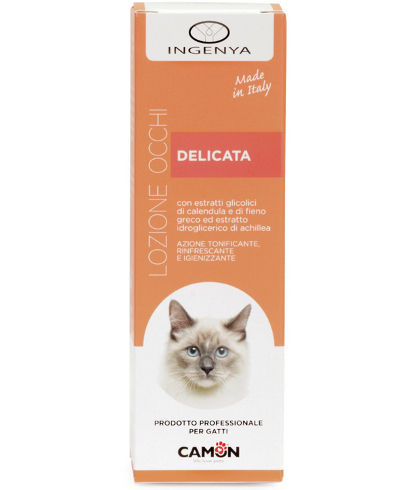 Camon - Gentle Eye Lotion for Cats, Calendula Extract, Fenugreek Extract, Yarrow Extract, Eye Cleaning, Soothing & Tear Stain Reduction - 100ml