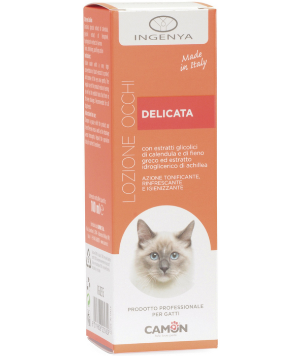 Camon - Gentle Eye Lotion for Cats, Calendula Extract, Fenugreek Extract, Yarrow Extract, Eye Cleaning, Soothing & Tear Stain Reduction - 100ml