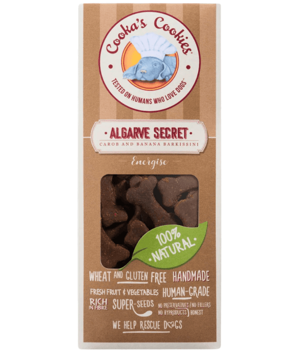 Cooka’s Cookies - Algarve Secret, Carob & Banana Barkissini, Human-Grade Natural Dog Treat - All Life Stages, All Breed Sizes - 100 g